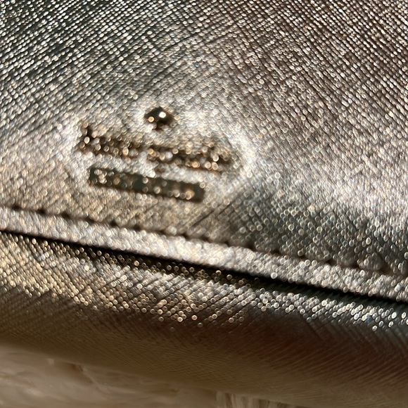 Gold Kate Spade clutch with removable shoulder strap. - Picture 3 of 6